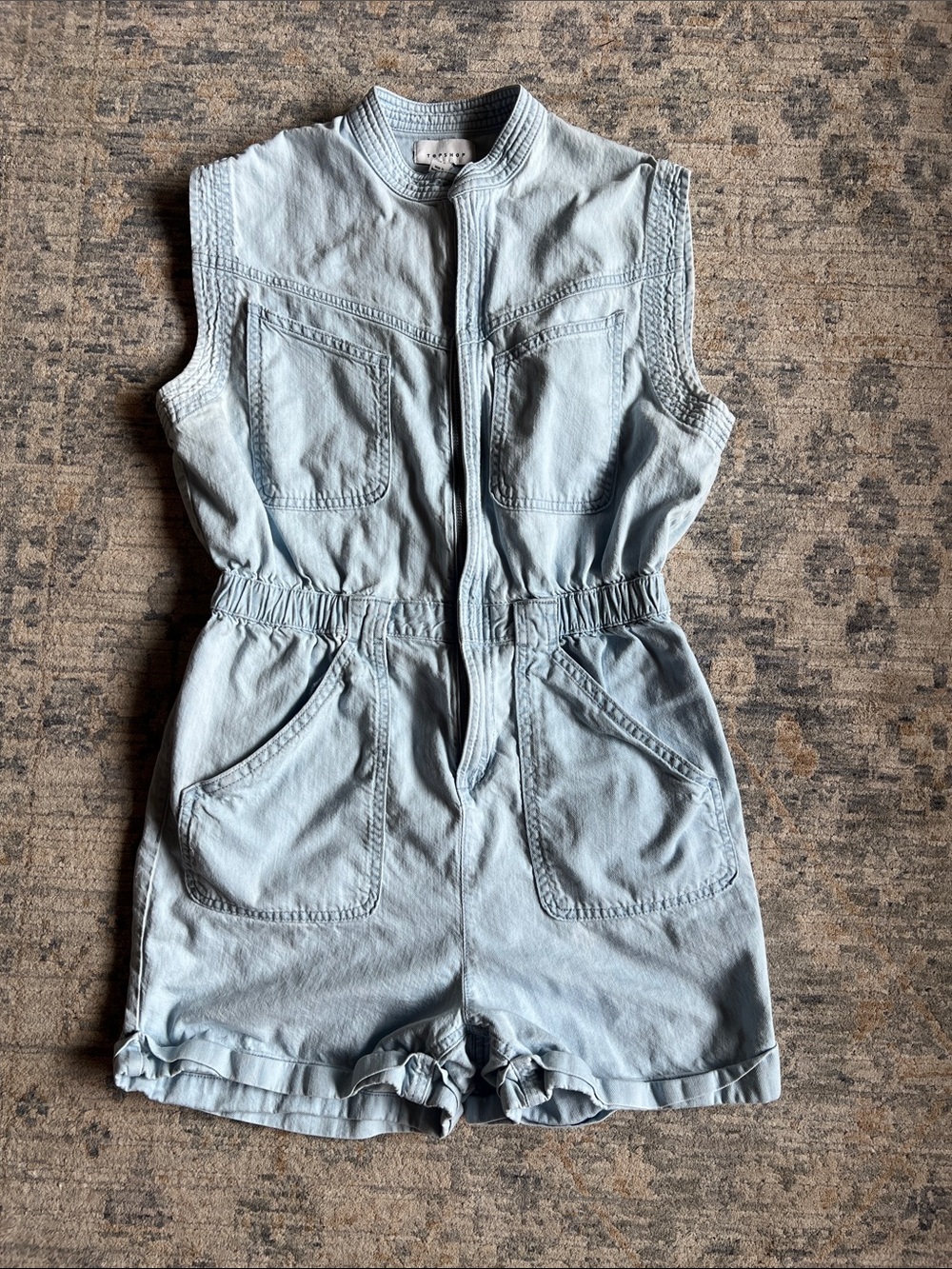 Topshop Light Blue Denim Sleeveless Romper
